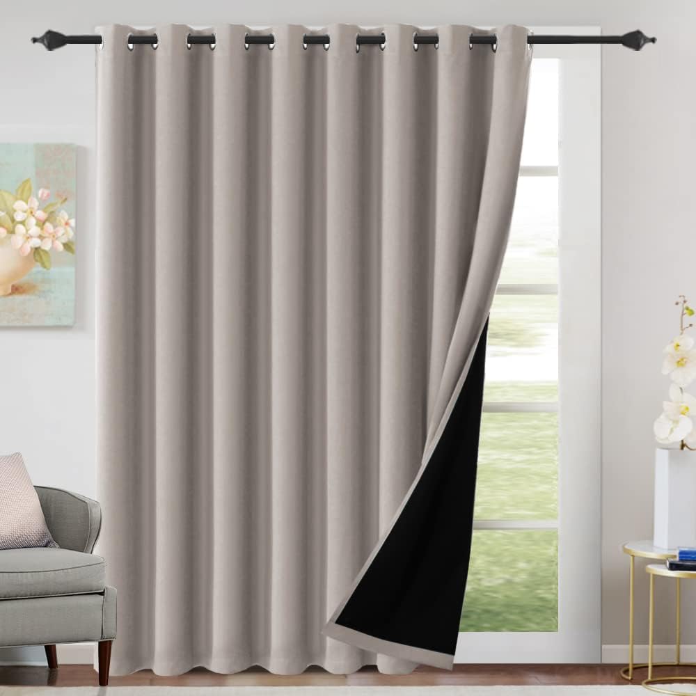 100% Blackout Black Liners Grommet Solid Color Curtains