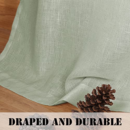 Linen Curtains Natural Linen Blended Tab Top Light Filtering Sheer Curtains
