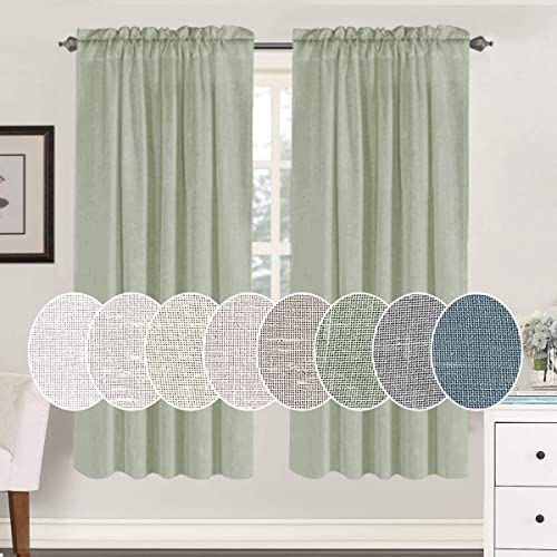 Natural Linen Blended Curtains Light Filtering Rod Pocket Sheer Curtains