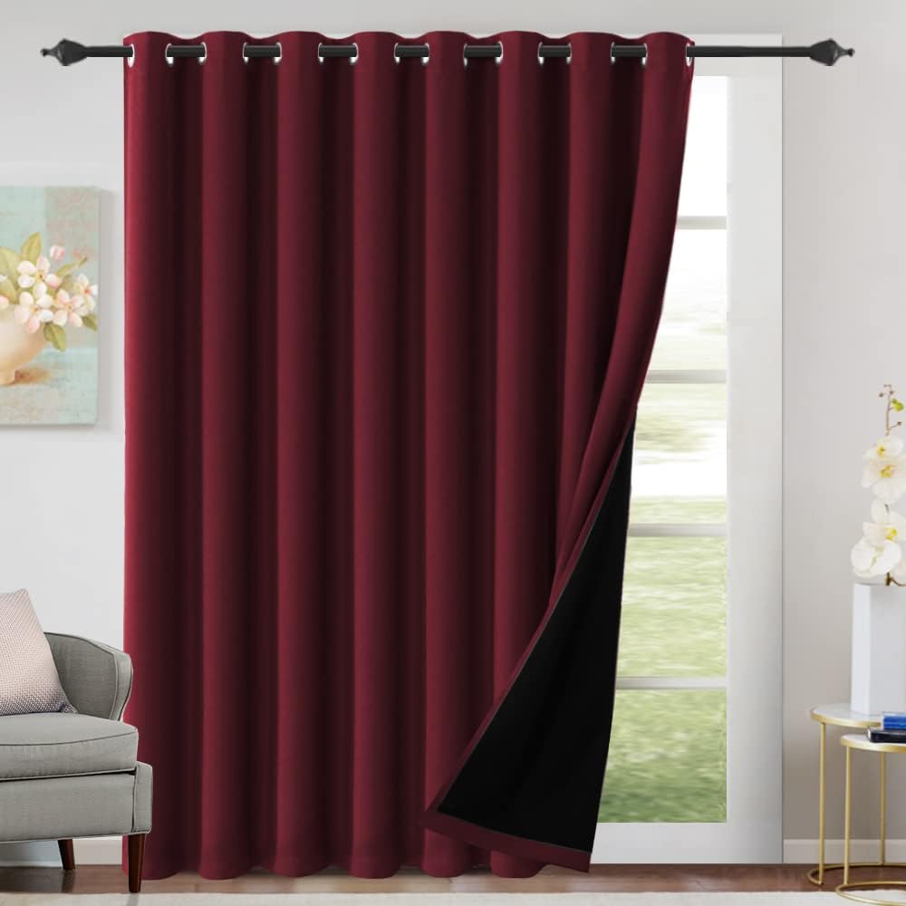 100% Blackout Black Liners Grommet Solid Color Curtains