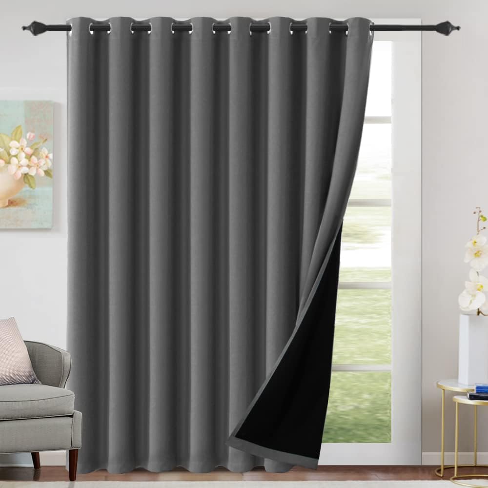 100% Blackout Black Liners Grommet Solid Color Curtains