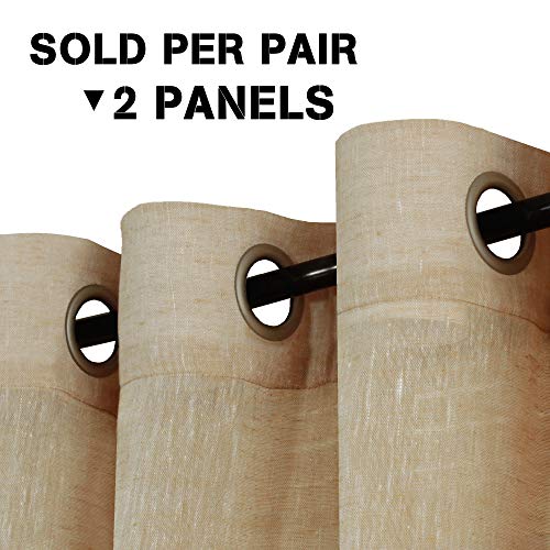 Natural Linen Blended Privacy Sheer Nickel Grommets Curtains
