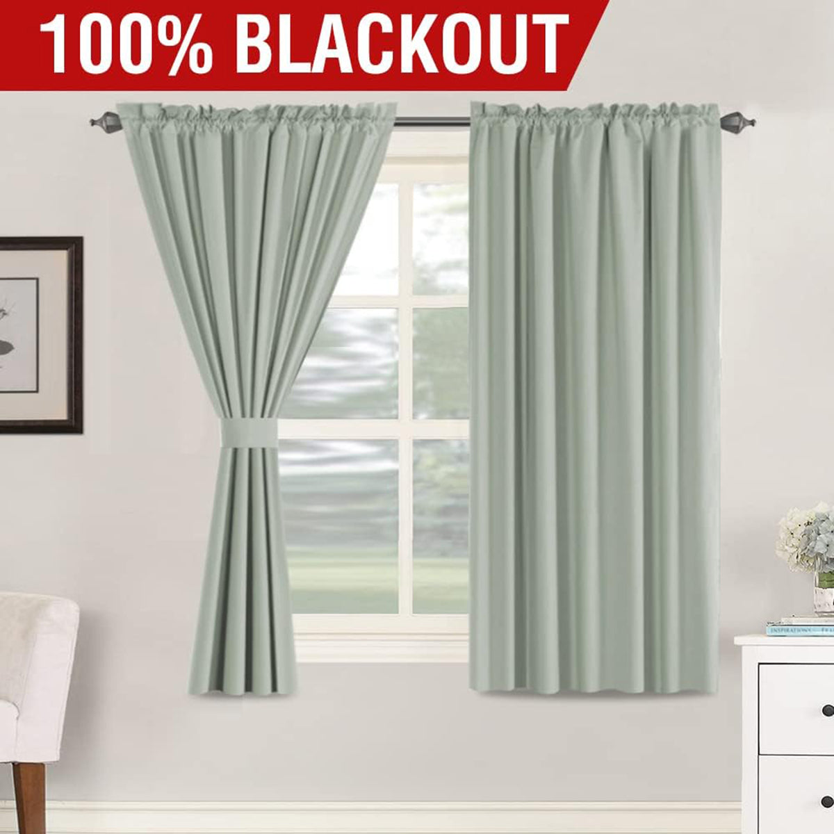 Full Light Blocking Thermal Insulated Curtain Draperies with Soft White Coating