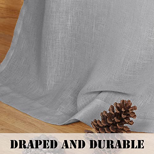 Natural Linen Blended Curtains Light Filtering Rod Pocket Sheer Curtains