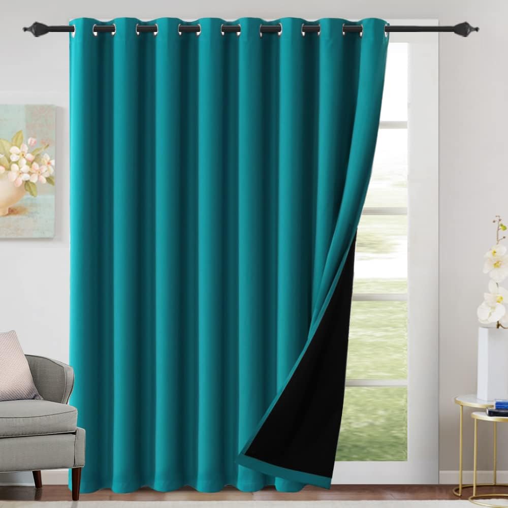 100% Blackout Black Liners Grommet Solid Color Curtains
