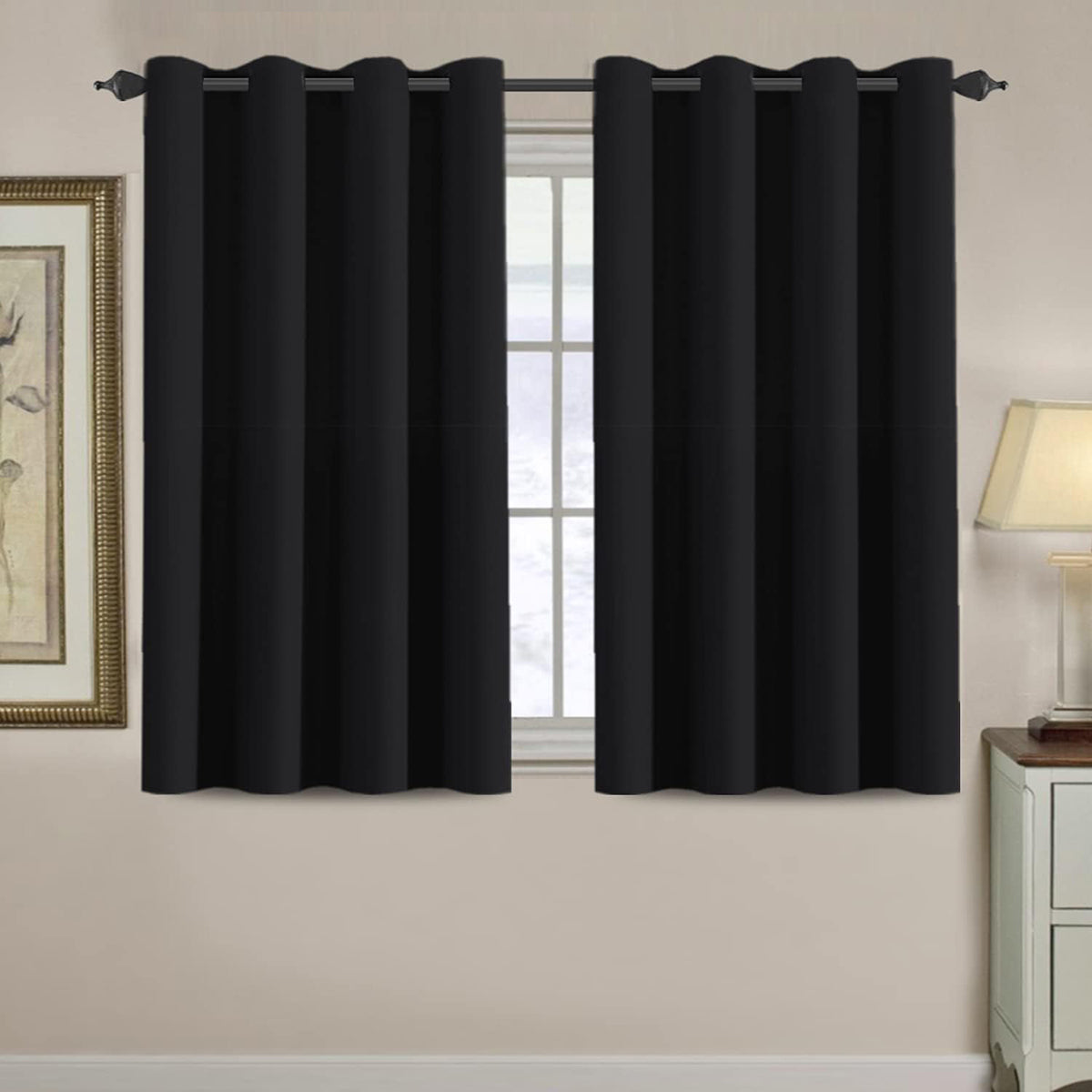 Blackout Thermal Insulated Treatment Extra Long Grommet Top Solid Color Curtains