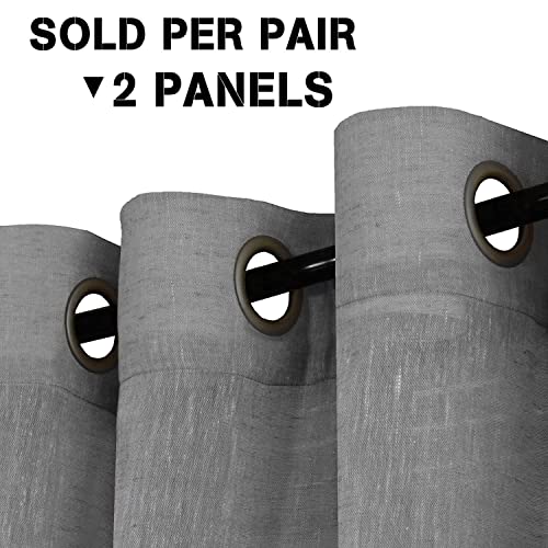 Natural Linen Blended Privacy Sheer Nickel Grommets Curtains