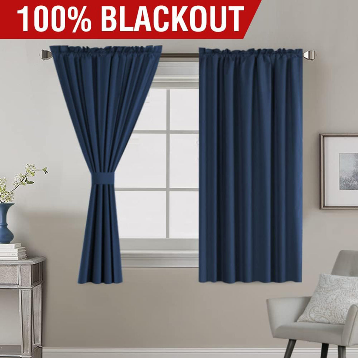 Full Light Blocking Thermal Insulated Curtain Draperies with Soft White Coating