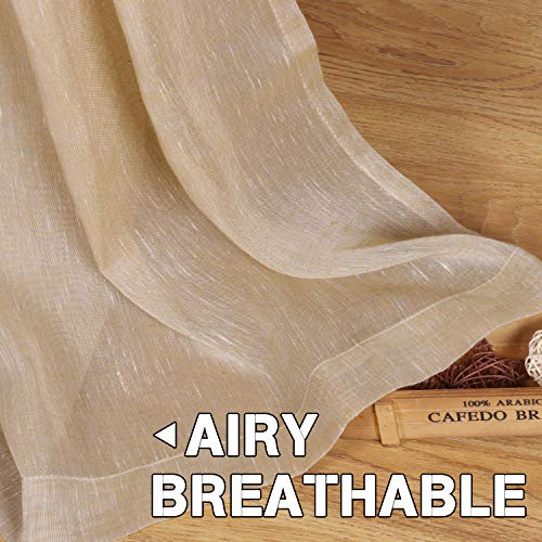 Natural Linen Blended Privacy Sheer Nickel Grommets Curtains