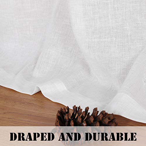 Linen Curtains Natural Linen Blended Tab Top Light Filtering Sheer Curtains