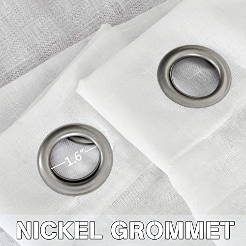 Natural Linen Blended Privacy Sheer Nickel Grommets Curtains