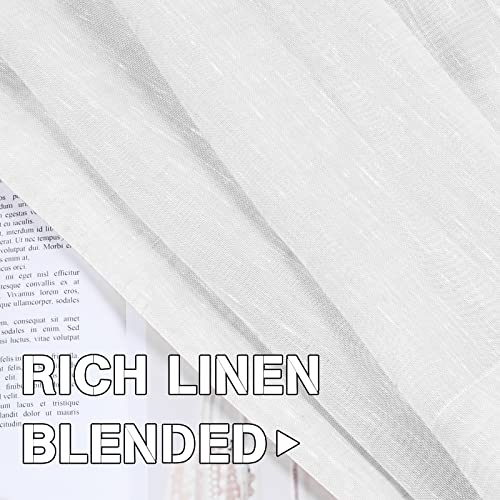 Natural Linen Blended Privacy Sheer Nickel Grommets Curtains