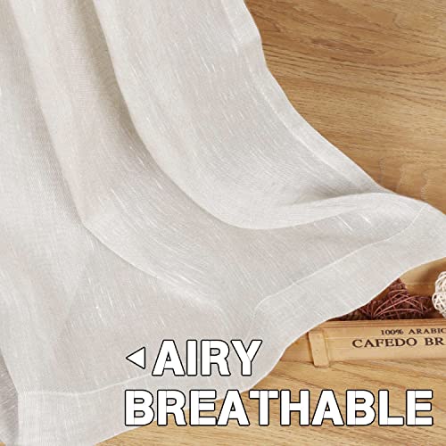 Natural Linen Blended Privacy Sheer Nickel Grommets Curtains
