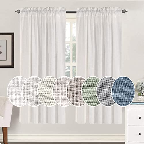 Natural Linen Blended Curtains Light Filtering Rod Pocket Sheer Curtains