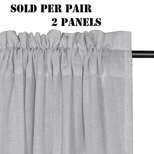 Natural Linen Blended Curtains Light Filtering Rod Pocket Sheer Curtains