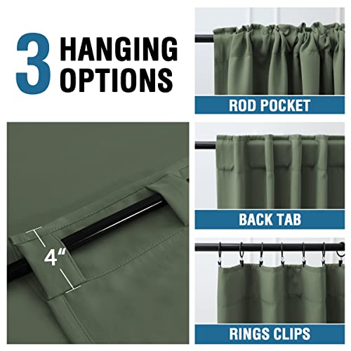 Blackout Thermal Insulated Room Darkening Back Tab/Rod Pocket Solid Color Curtains