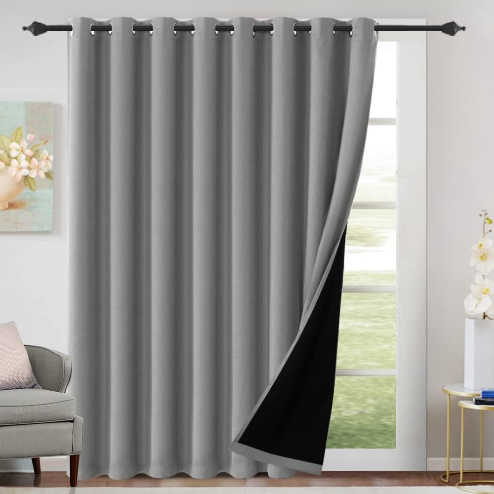 100% Blackout Black Liners Grommet Solid Color Curtains