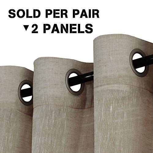 Natural Linen Blended Privacy Sheer Nickel Grommets Curtains
