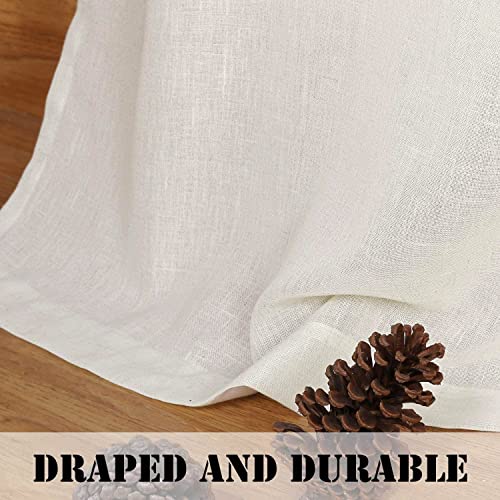 Natural Linen Blended Curtains Light Filtering Rod Pocket Sheer Curtains