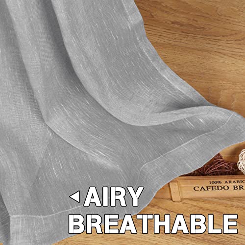 Natural Linen Blended Privacy Sheer Nickel Grommets Curtains