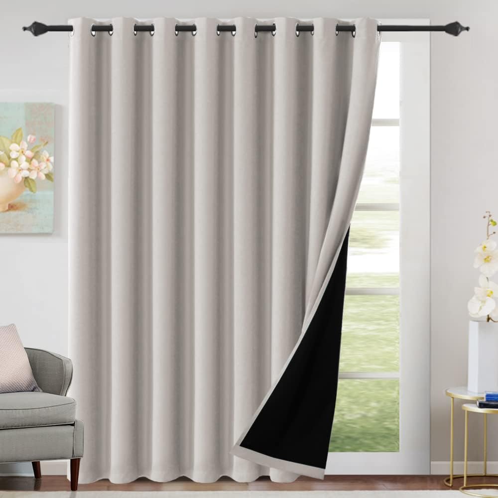 100% Blackout Black Liners Grommet Solid Color Curtains