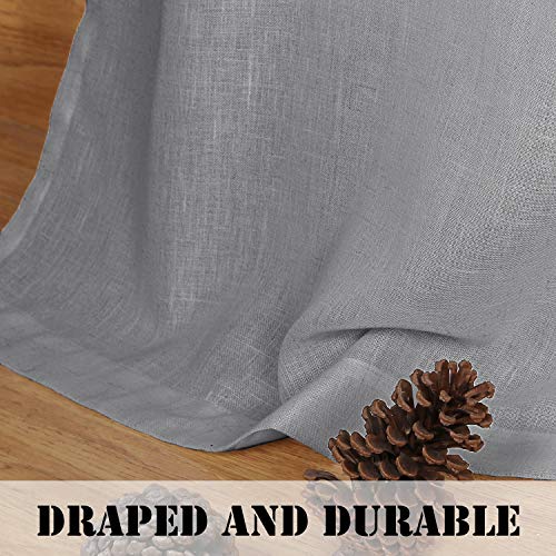 Linen Curtains Natural Linen Blended Tab Top Light Filtering Sheer Curtains