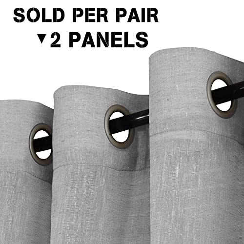 Natural Linen Blended Privacy Sheer Nickel Grommets Curtains