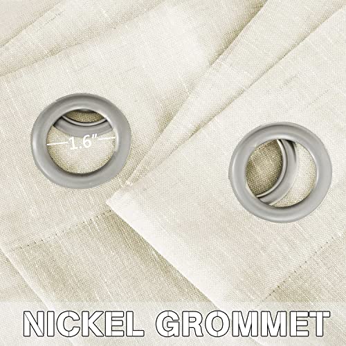 Natural Linen Blended Privacy Sheer Nickel Grommets Curtains