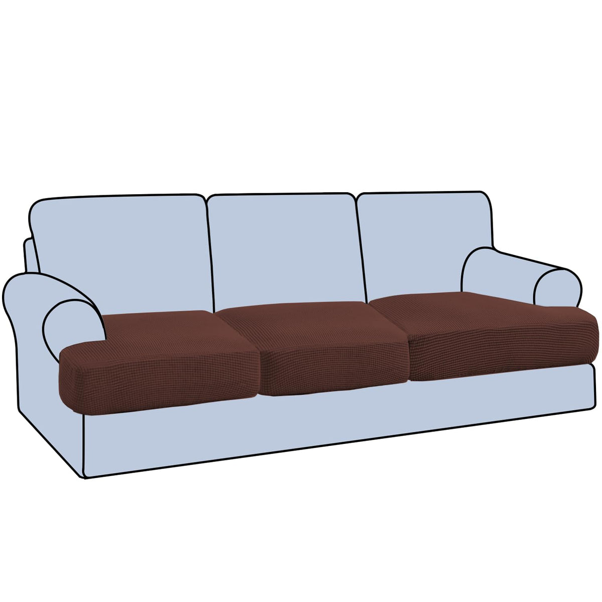 H.VERSAILTEX Stretch 2 Piece T Cushion Sofa Slipcovers Individually Sofa Cushion Covers for 2 Cushion Couch Sofa Seat Cushion Covers with Elastic Bands Featuring Thicker Jacquard Fabric, Dusty Blue
