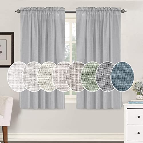 Natural Linen Blended Curtains Light Filtering Rod Pocket Sheer Curtains