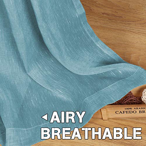 Natural Linen Blended Privacy Sheer Nickel Grommets Curtains