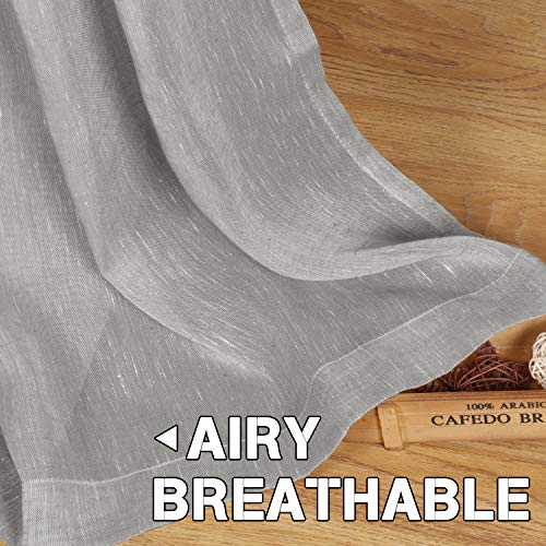 Natural Linen Blended Privacy Sheer Nickel Grommets Curtains