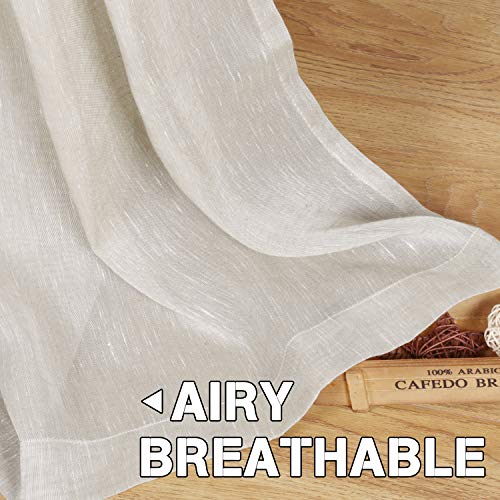 Natural Linen Blended Privacy Sheer Nickel Grommets Curtains