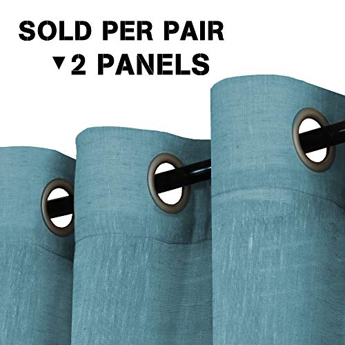 Natural Linen Blended Privacy Sheer Nickel Grommets Curtains