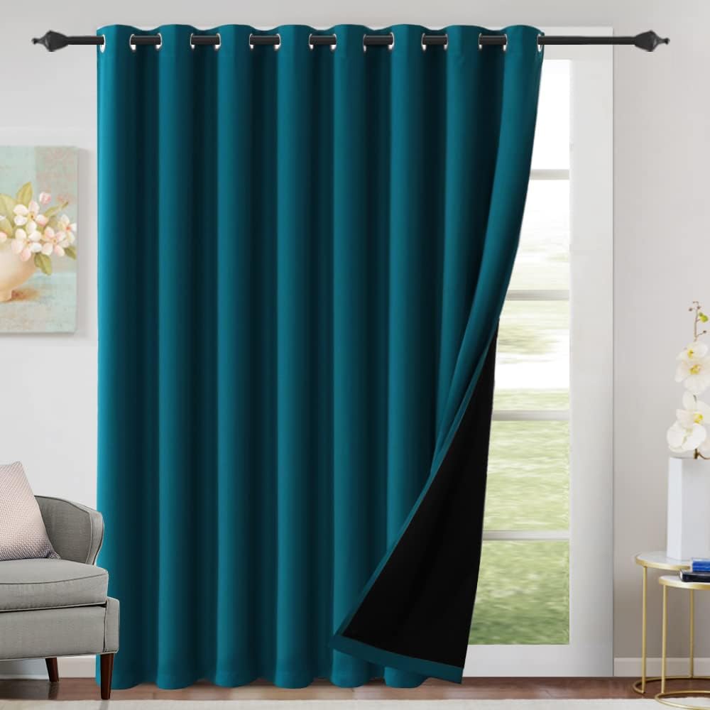 100% Blackout Black Liners Grommet Solid Color Curtains