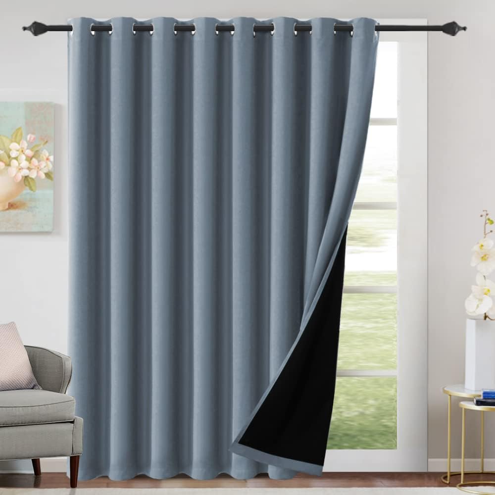 100% Blackout Black Liners Grommet Solid Color Curtains