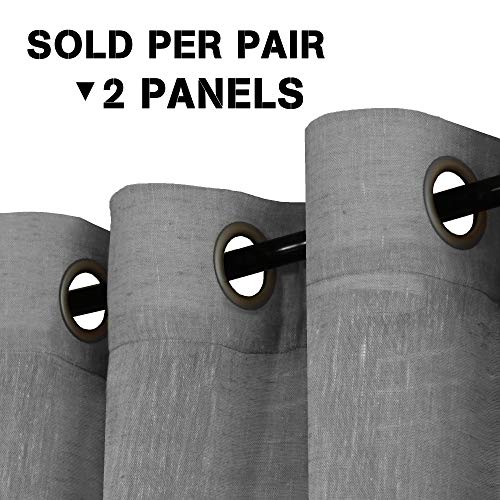 Natural Linen Blended Privacy Sheer Nickel Grommets Curtains