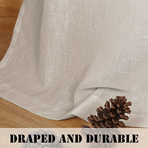 Natural Linen Blended Curtains Light Filtering Rod Pocket Sheer Curtains