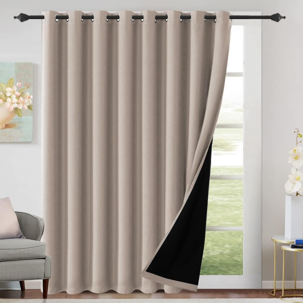 100% Blackout Black Liners Grommet Solid Color Curtains