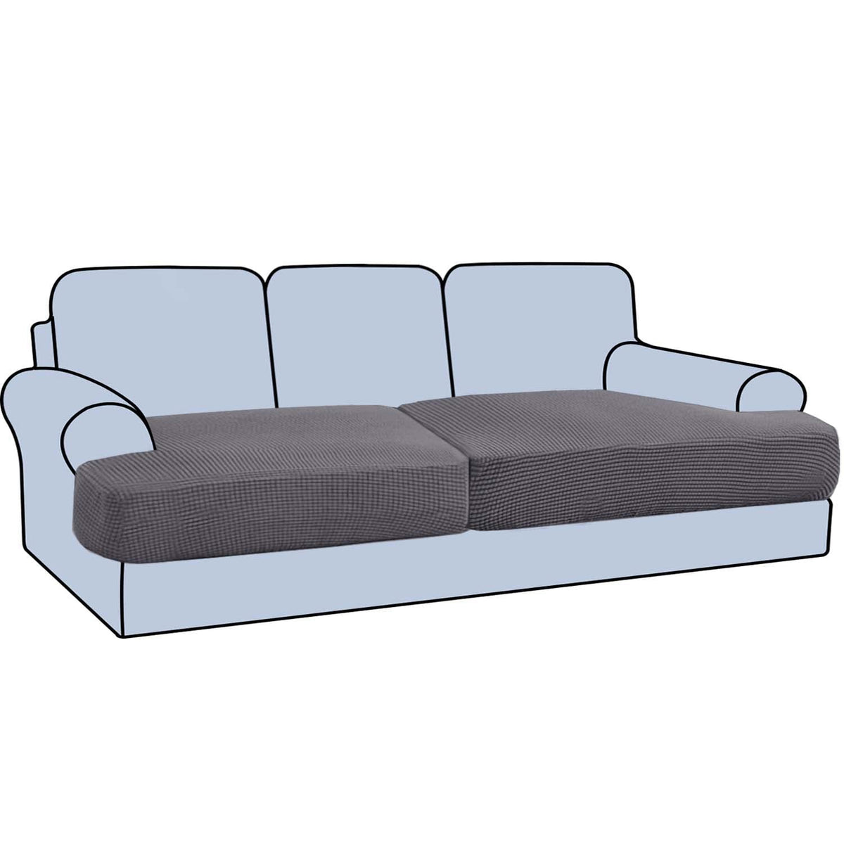 H.VERSAILTEX Stretch 2 Piece T Cushion Sofa Slipcovers Individually Sofa Cushion Covers for 2 Cushion Couch Sofa Seat Cushion Covers with Elastic Bands Featuring Thicker Jacquard Fabric, Dusty Blue