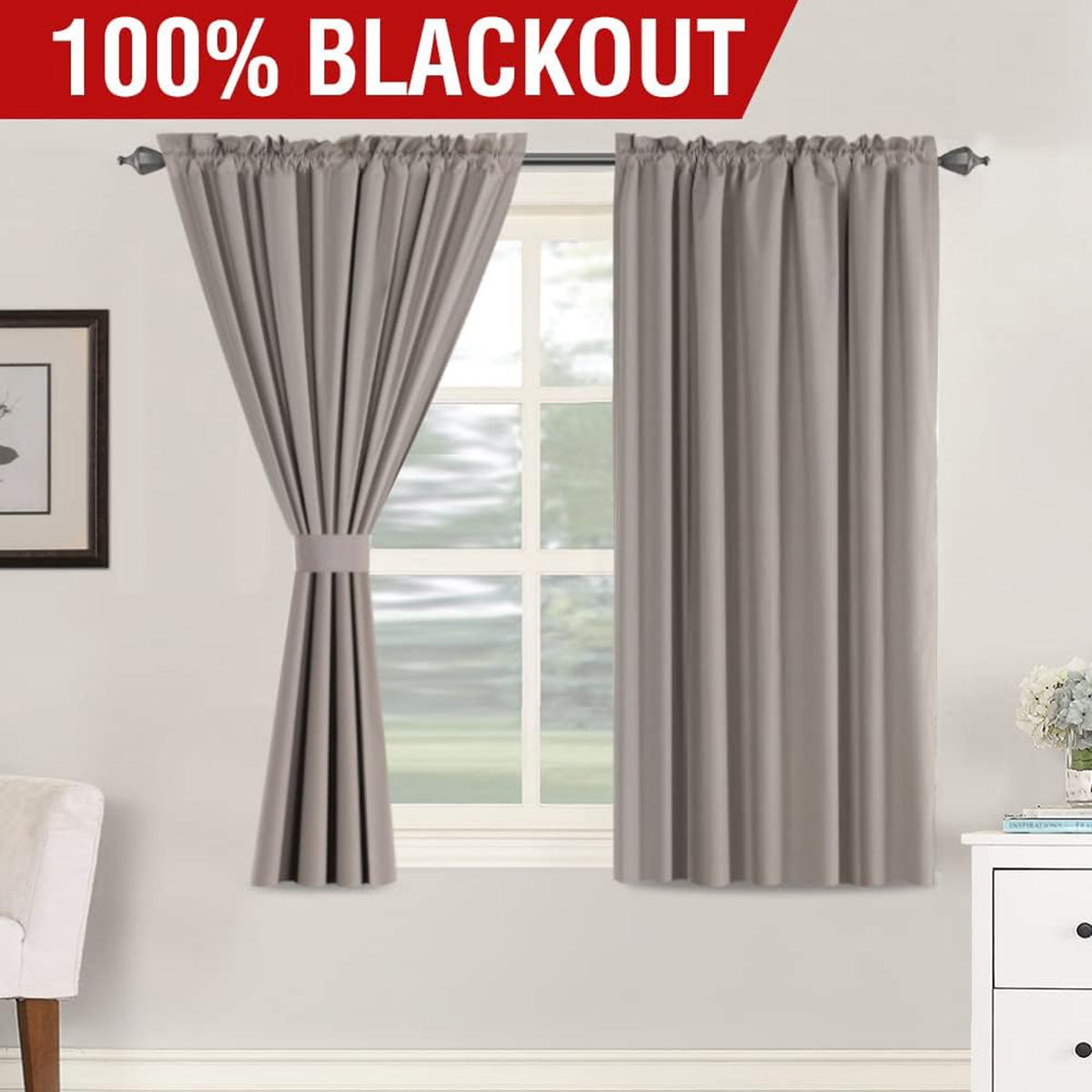 Full Light Blocking Thermal Insulated Curtain Draperies with Soft White Coating