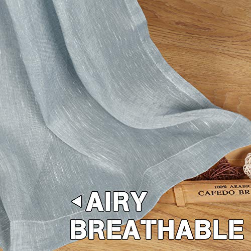 Natural Linen Blended Privacy Sheer Nickel Grommets Curtains