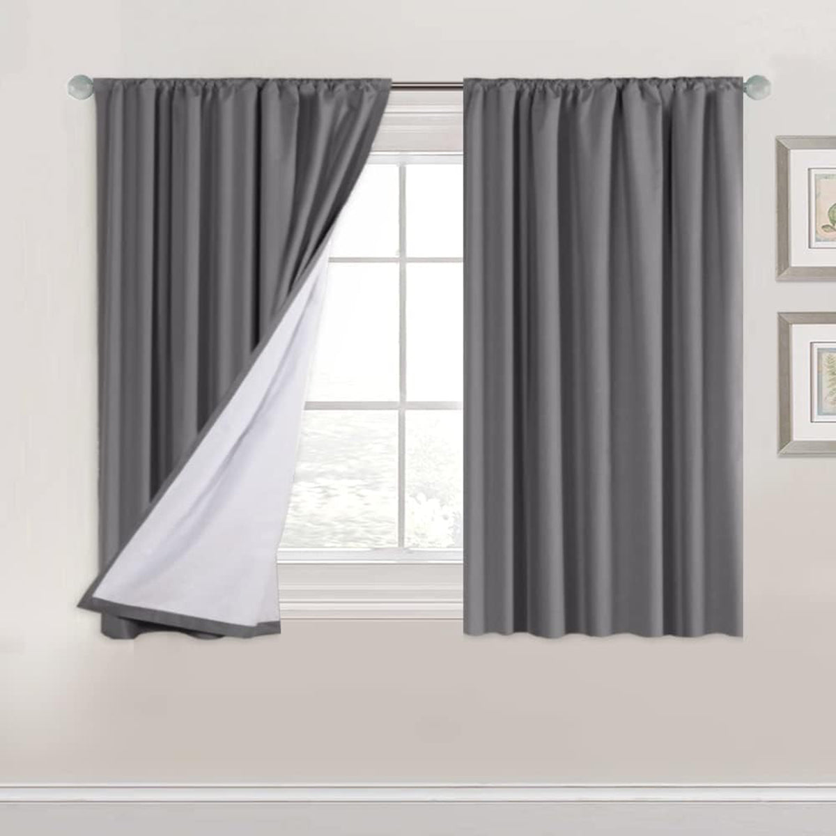 Full Light Blocking Thermal Insulated Curtain Draperies with Soft White Coating