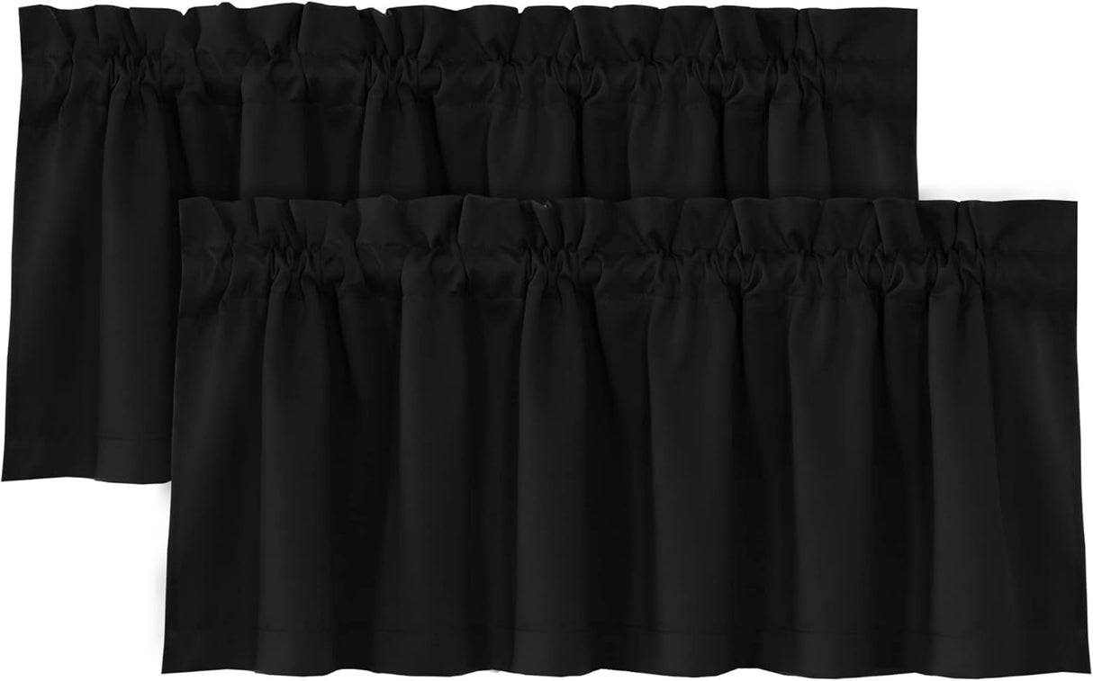 H.VERSAILTEX 100% Blackout Valances for Windows Kitchen Window Rod Pocket Privacy Decorative Curtains 2 Pack