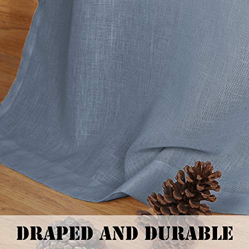 Linen Curtains Natural Linen Blended Tab Top Light Filtering Sheer Curtains