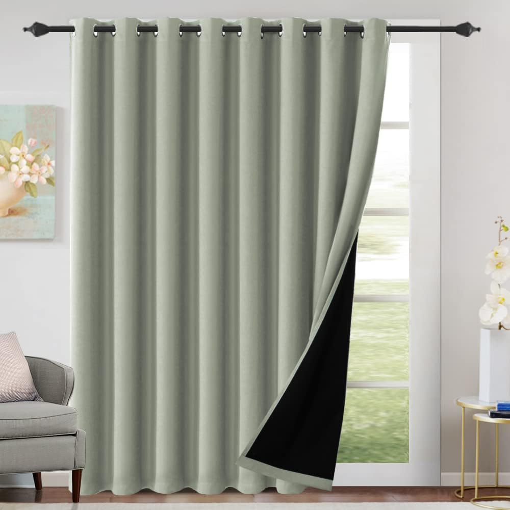 100% Blackout Black Liners Grommet Solid Color Curtains