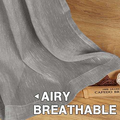 Natural Linen Blended Privacy Sheer Nickel Grommets Curtains