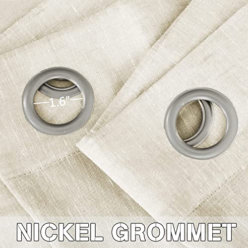 Natural Linen Blended Privacy Sheer Nickel Grommets Curtains