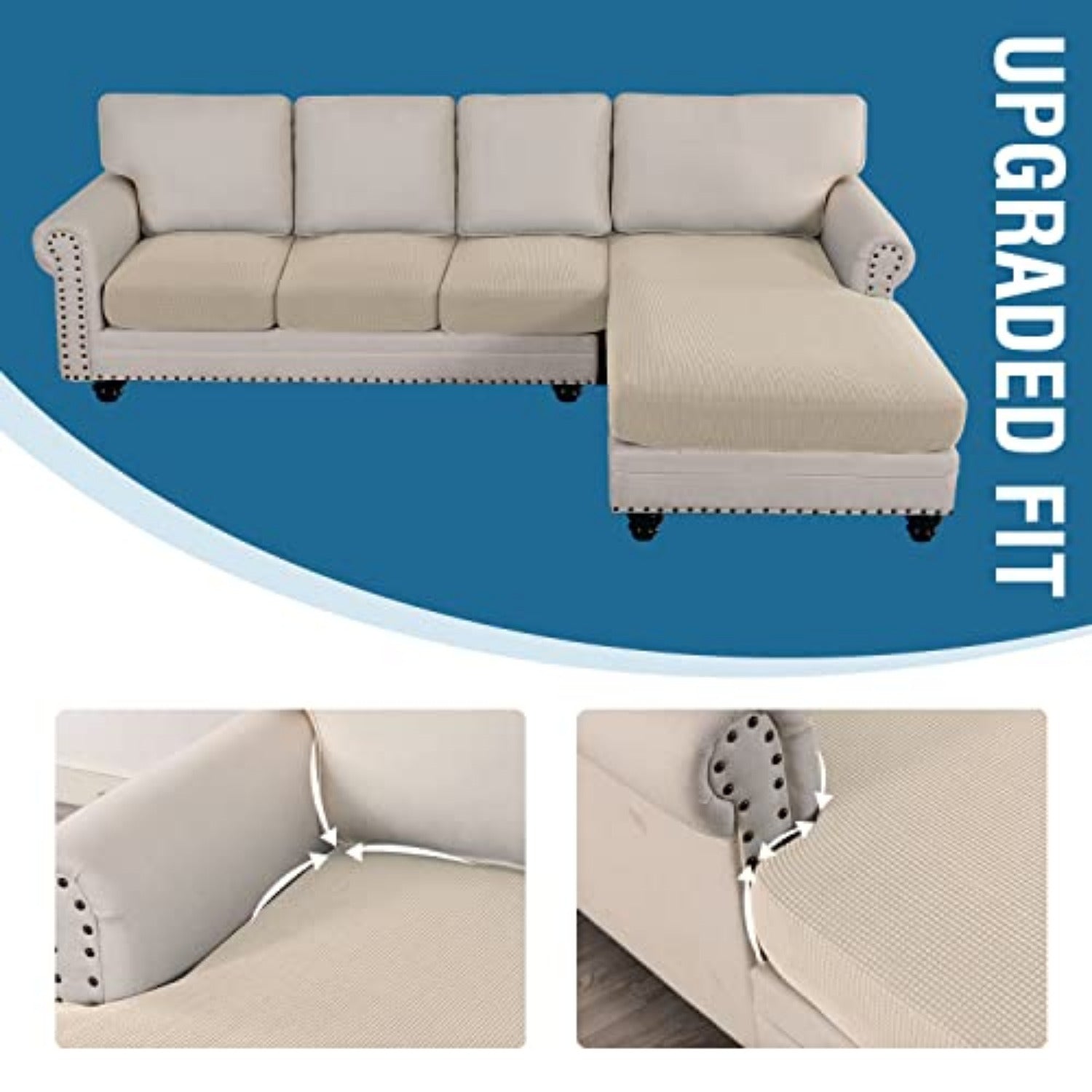 Sectional Couch Covers 3 Pieces Sofa Seat Cushion Covers L Shape Separate