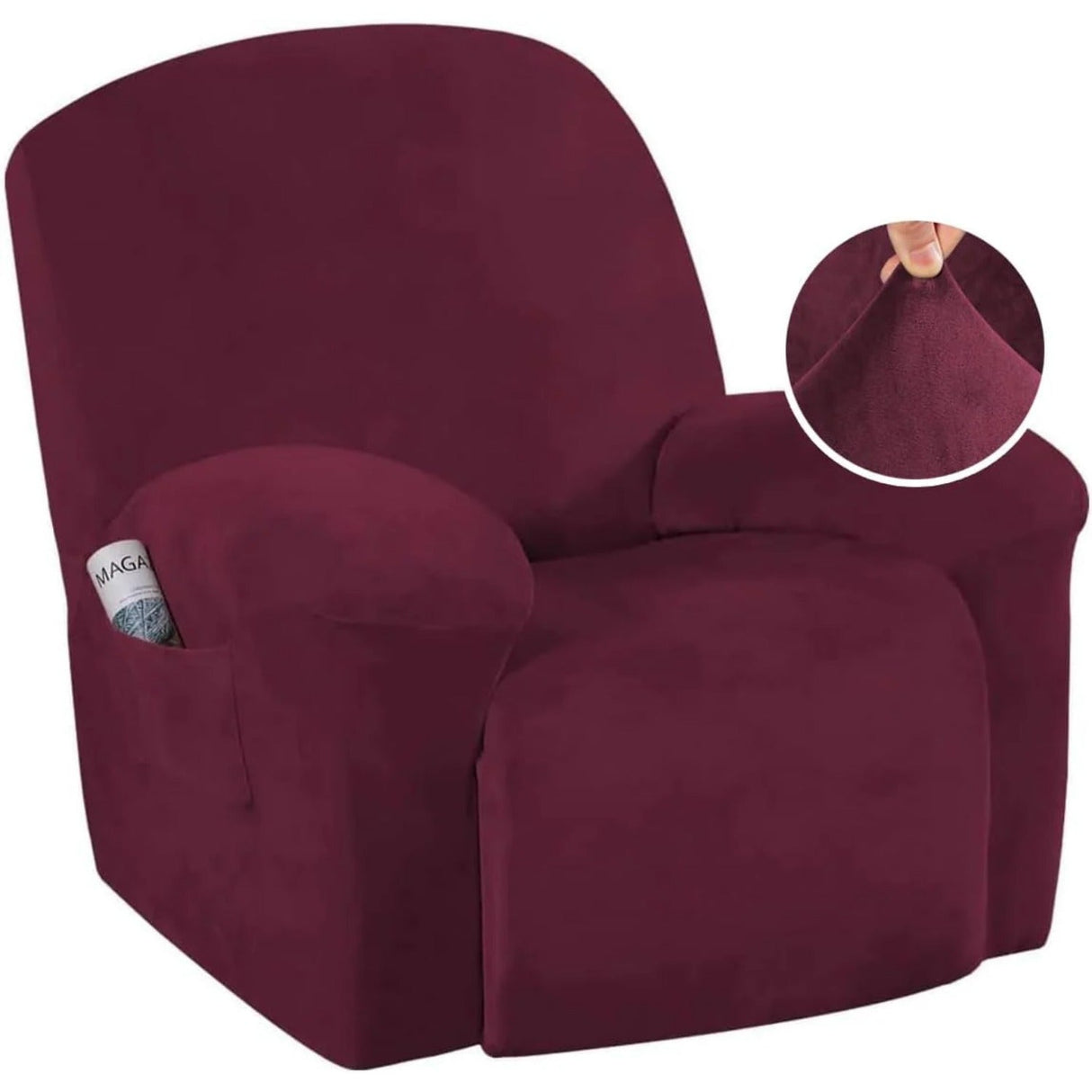 Velvet Plush Slip Covers for Recliners with Arms 1-Piece Stretch Recliner